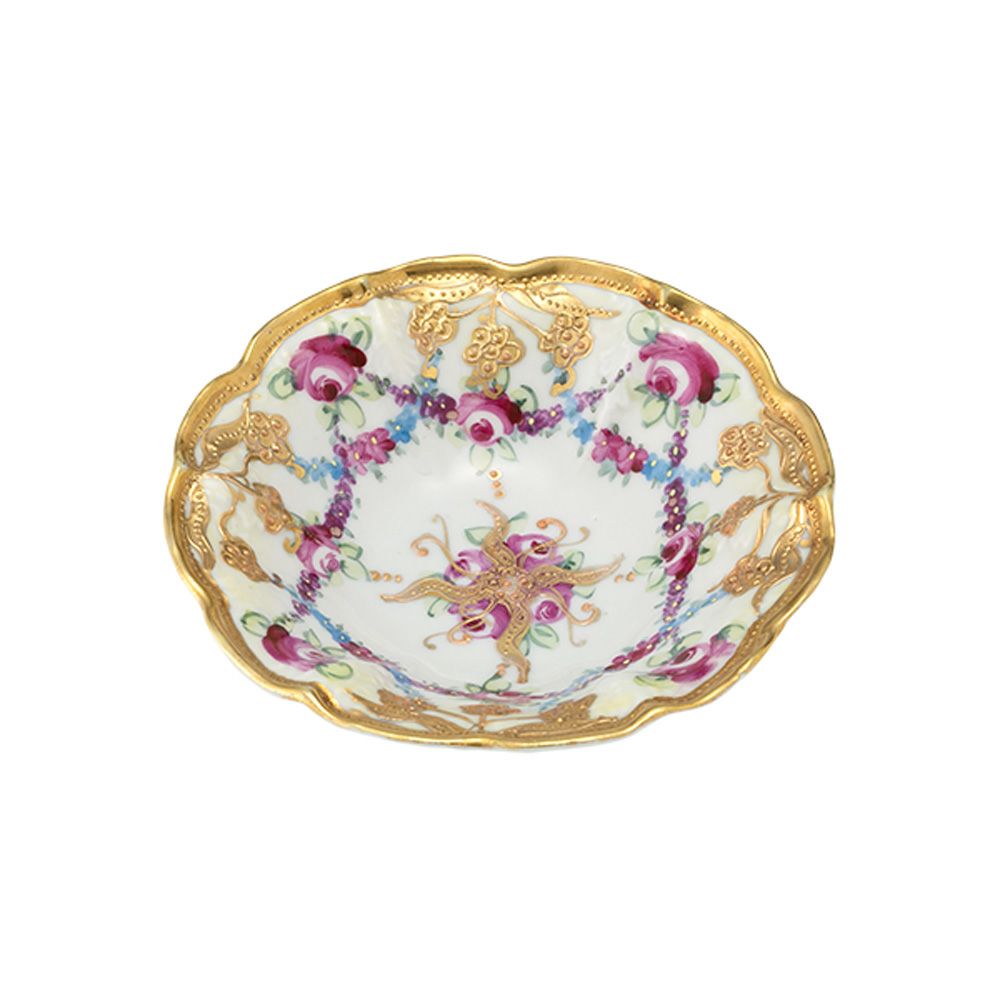 1点限り】オールドノリタケ 金点盛り 薔薇文 ボウルセット 花型 7pcs