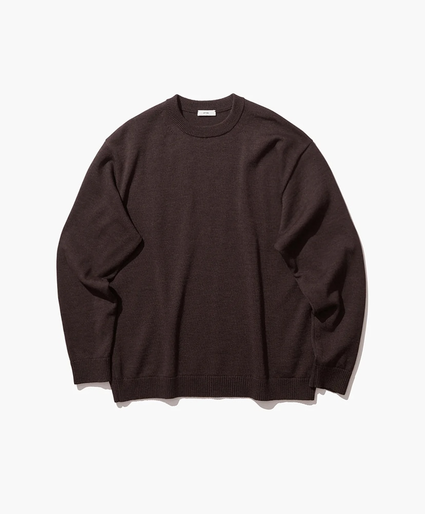 WOOL WASHI | CREWNECK SWEATER(02(MEN) Brown Top/ブラウントップ): ATON