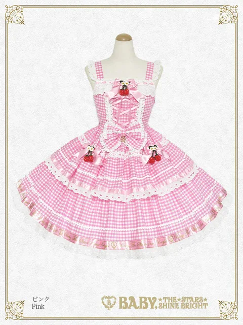 Swinging Strawberry's Happy Berry Present Gingham JSK by Baby, the