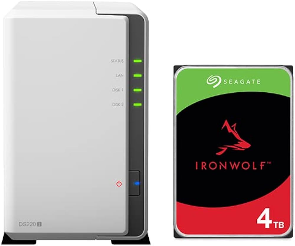 Synology NAS Drive DS220J 8TB - 2 Bay Desktop NAS Enclosure