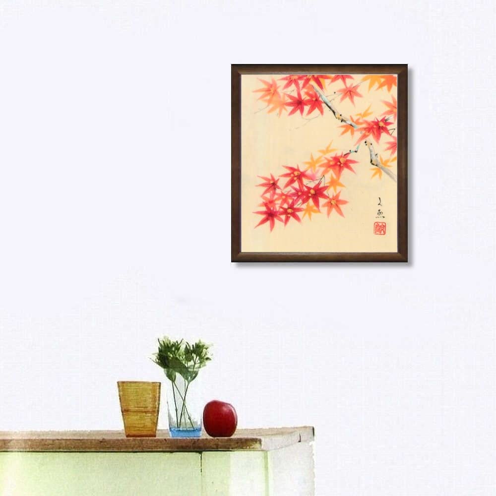 Amazon.co.jp: 中谷文魚 紅葉 色紙 ブラウン 日本画 静物画 もみじ