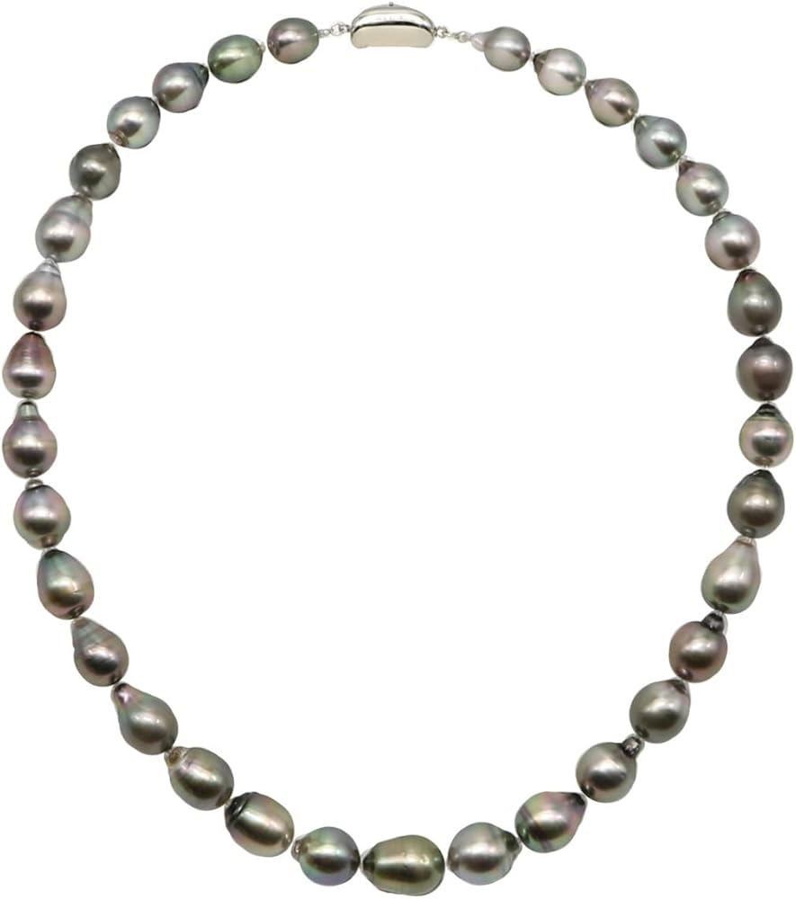 Amazon | 真珠 パール ネックレス 黒蝶真珠 8.3mm-10.8mm ピーコック