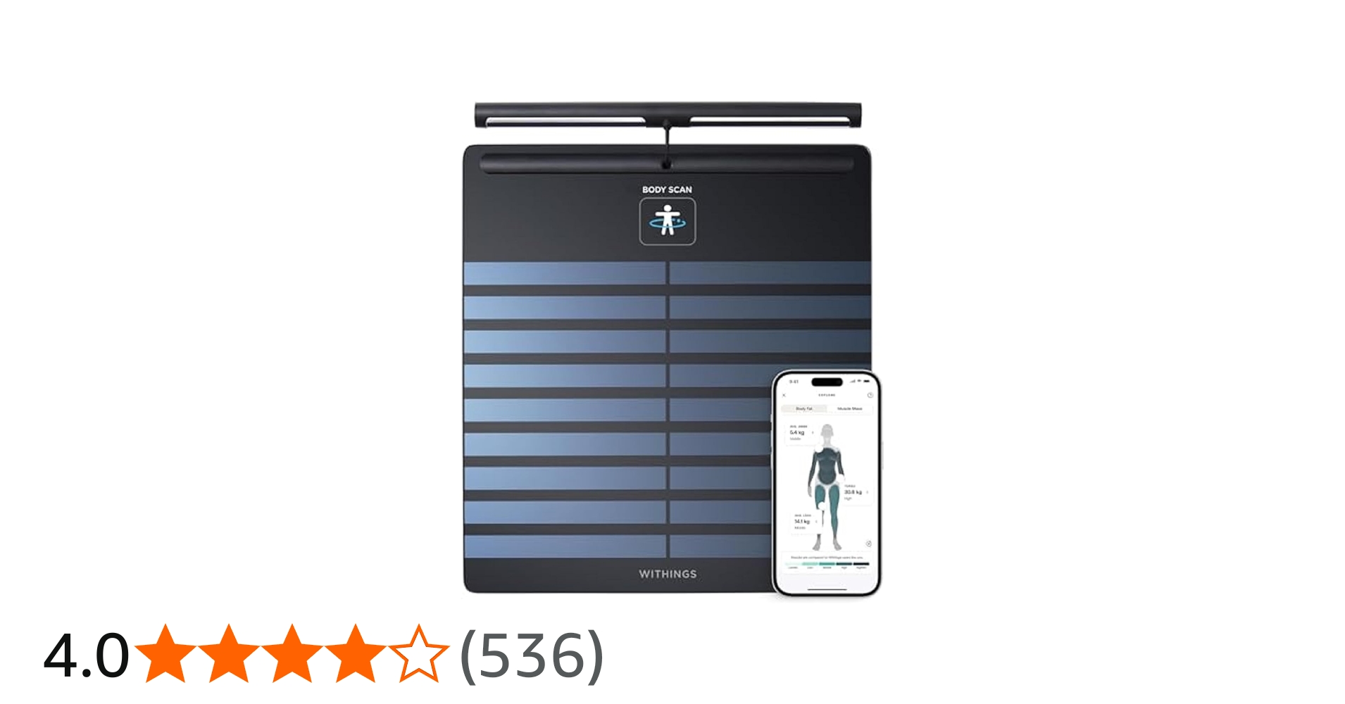 WITHINGS BODY SEGMENT 体組成計 ホワイト 筋肉量 心拍数 身体の部位