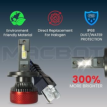 MACBOT H4/H19 Type LED Headlight Bulb 300 Watt MX-H4, with 2-Year