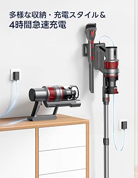 Amazon | 掃除機 コードレス 【55000pa超強力吸引！】60分連続稼働