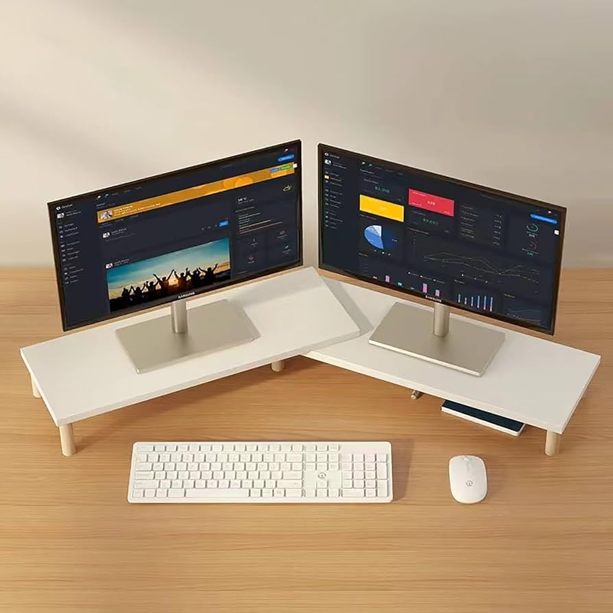 Amazon.co.jp: モニター台 卓上 長さ調節可能なデュアルデスクラップ