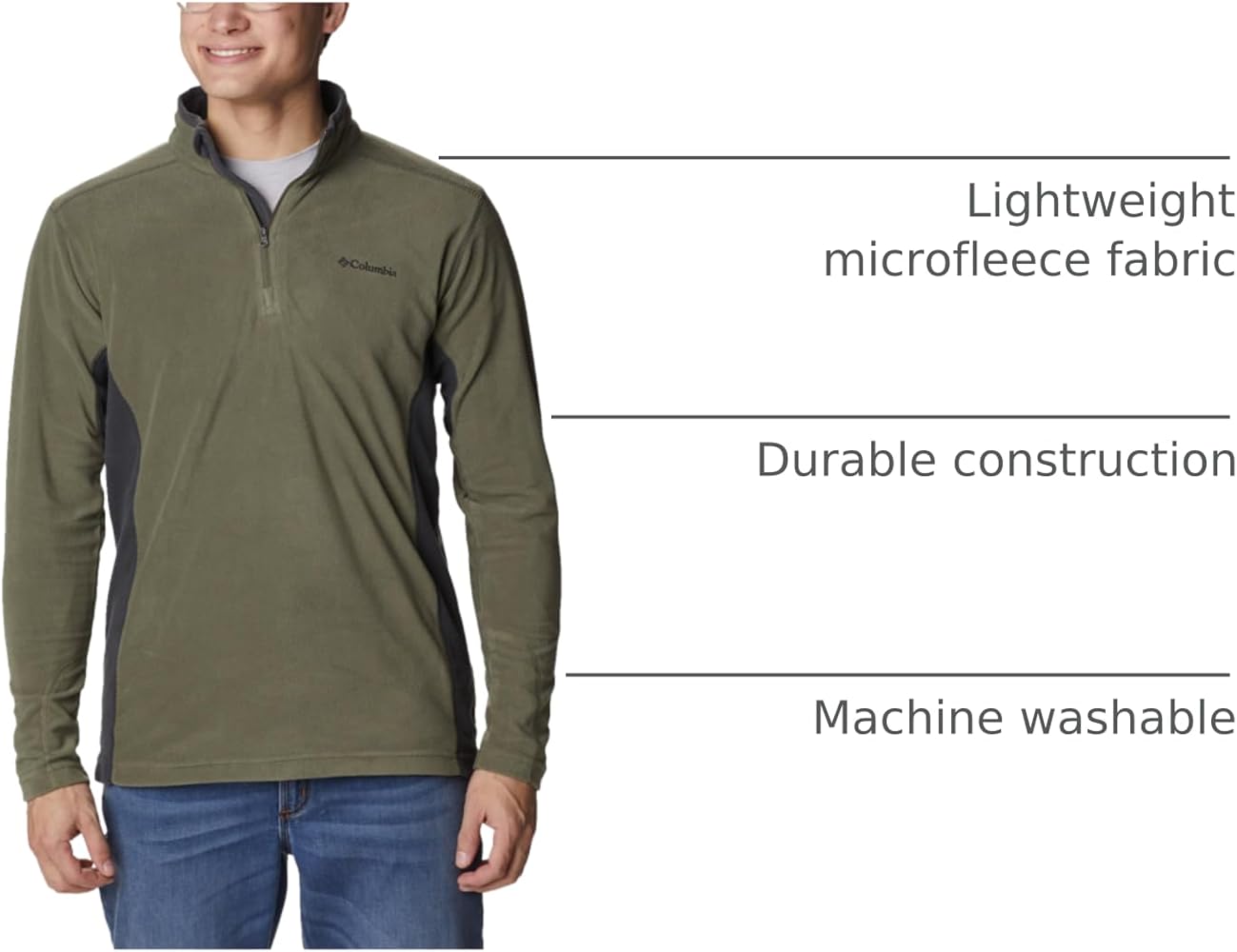 Columbia Mens Klamath Range II Half Zip Fleece Jacket, Stone Green