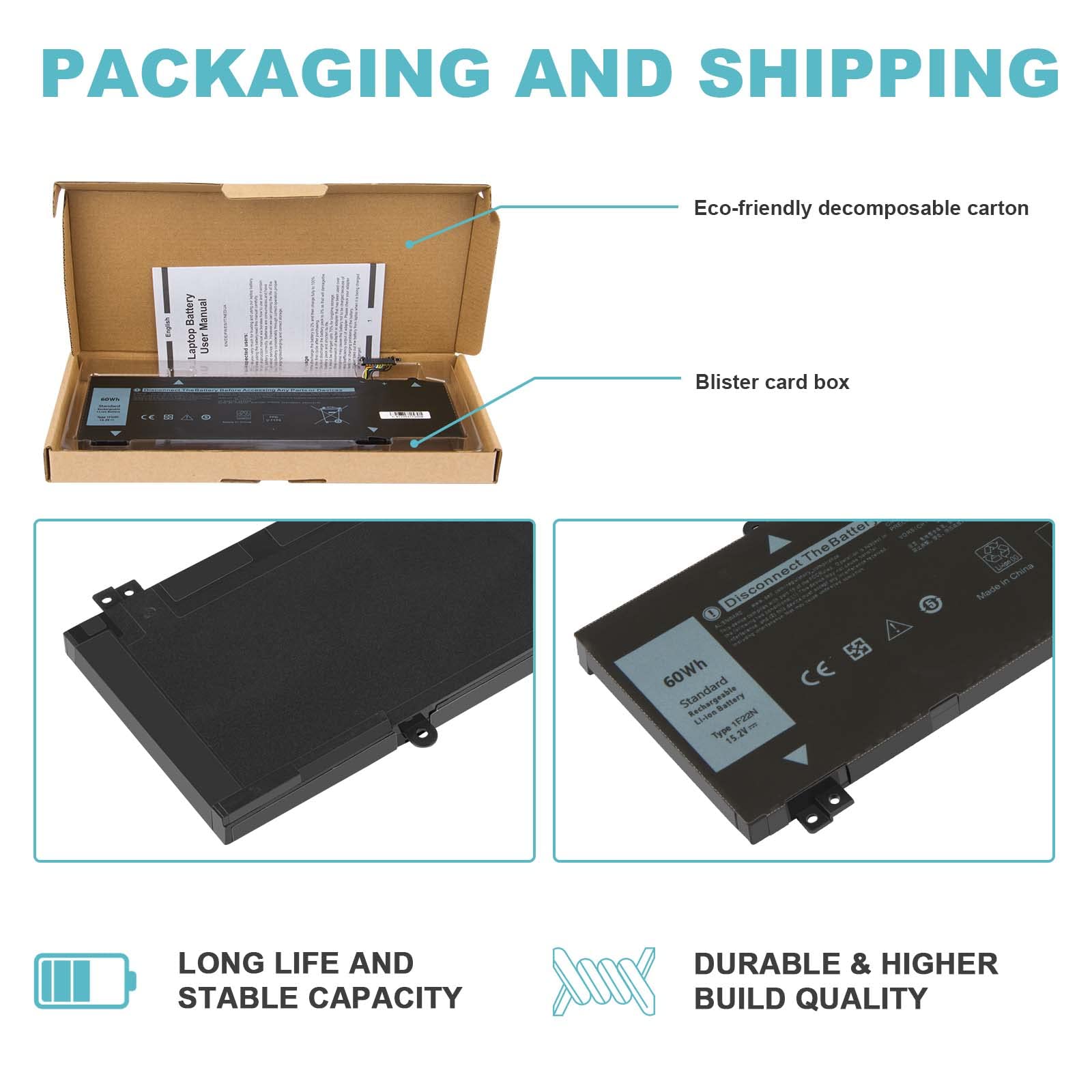Amazon.com: Futurebatt 1F22N 15.2V 60Wh New Laptop Battery