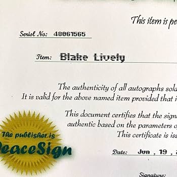 Amazon.co.jp: ブレイクライヴリー… 直筆サイン入り超 大型フォト