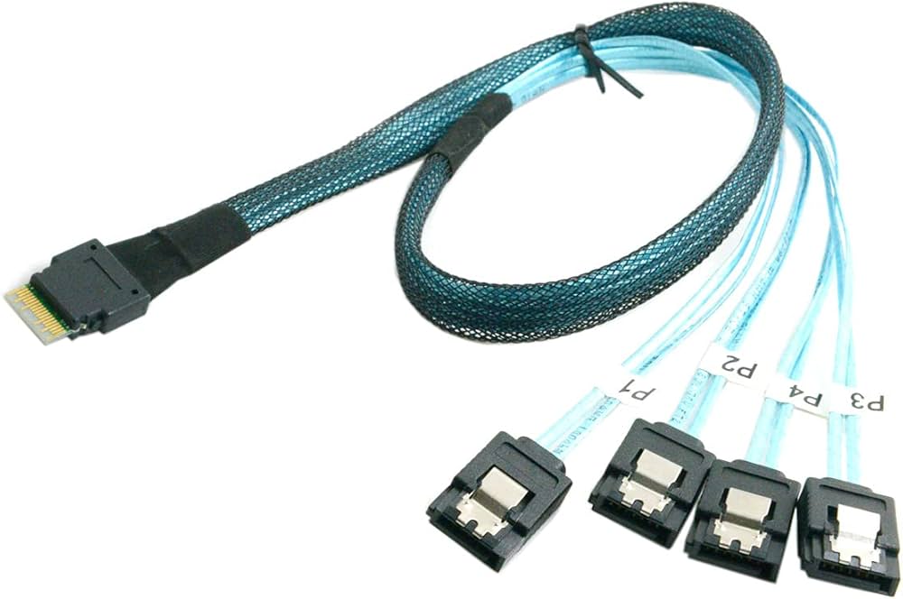 Amazon.com: cablecc Slim Line SAS 4.0 SFF-8654 4i 38pin Host to 4