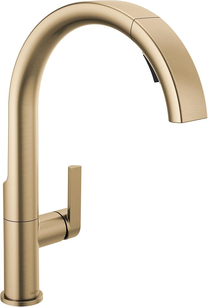 Delta Keele Brushed Gold Kitchen Faucet with Pull Down Sprayer
