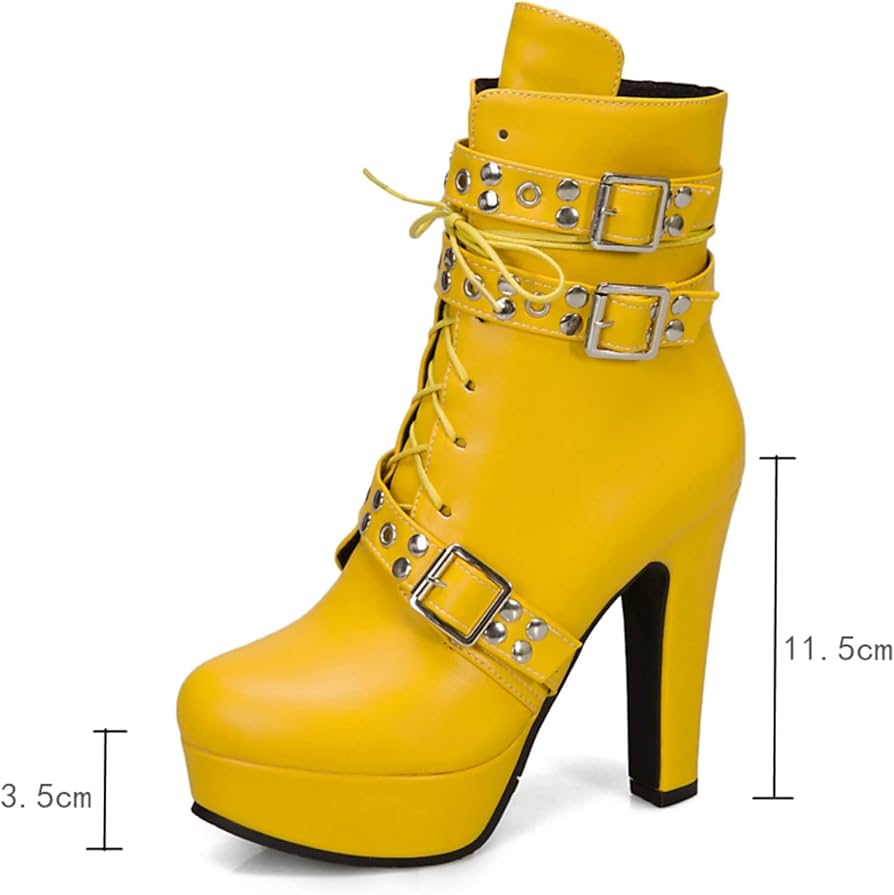 Amazon.com: ZHTAISOU Boots Red Yellow Women Ankle Boots Platform