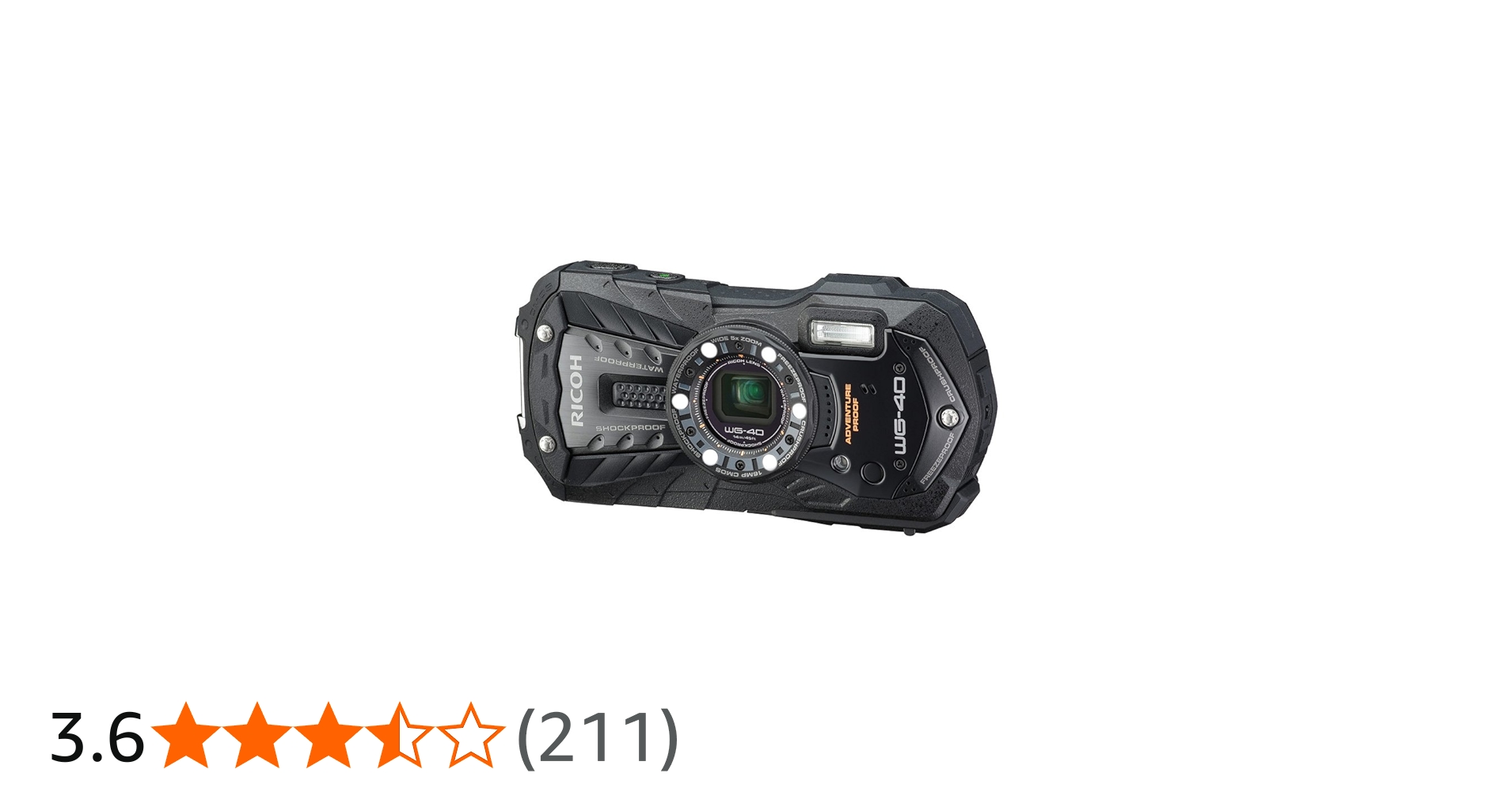 Amazon | RICOH 防水デジタルカメラ RICOH WG-40 ブラック 防水14m耐