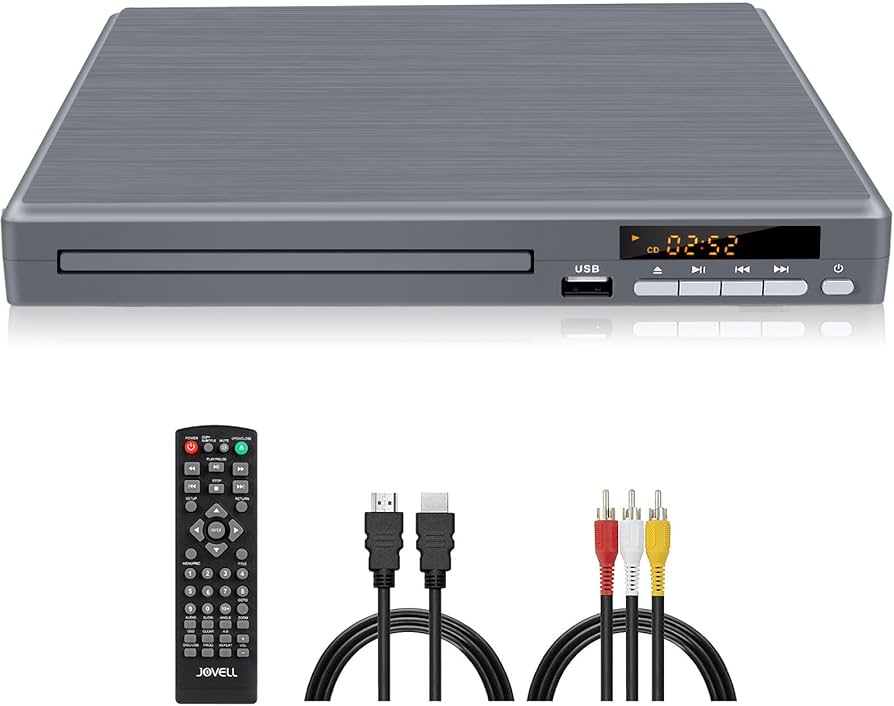JOVELL Region Free DVD Player Grey, CD DVDs Player for Home Stereo