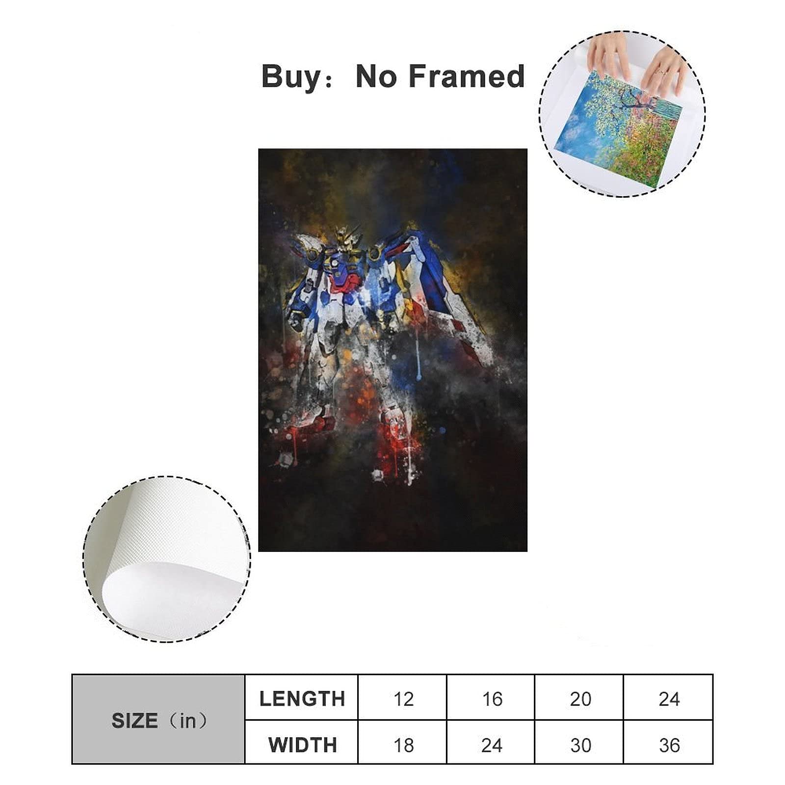 Amazon.co.jp: ガンダム水彩画絵画HD印刷キャンバスアートキャンバス壁