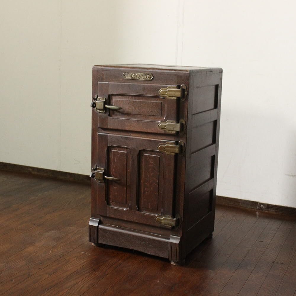 Amazon.co.jp: アンティーク古い昔の木製氷冷蔵庫昭和レトロインテリア