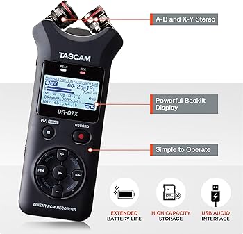 Tascam DR-07X Stereo Handheld Digital Audio Recorder and USB Audio