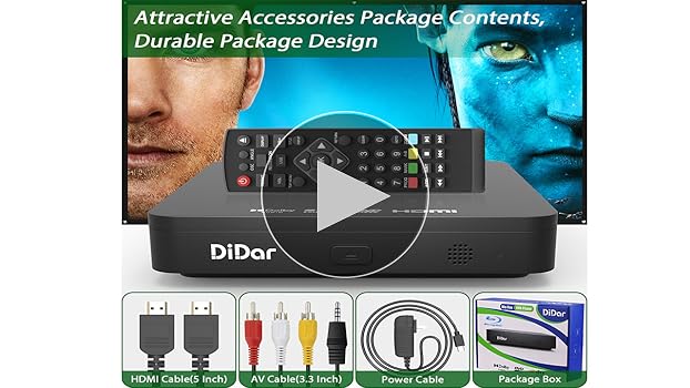 Amazon.com: Didar Blu Ray DVD 播放機,超迷你1080P 藍光光碟播放機