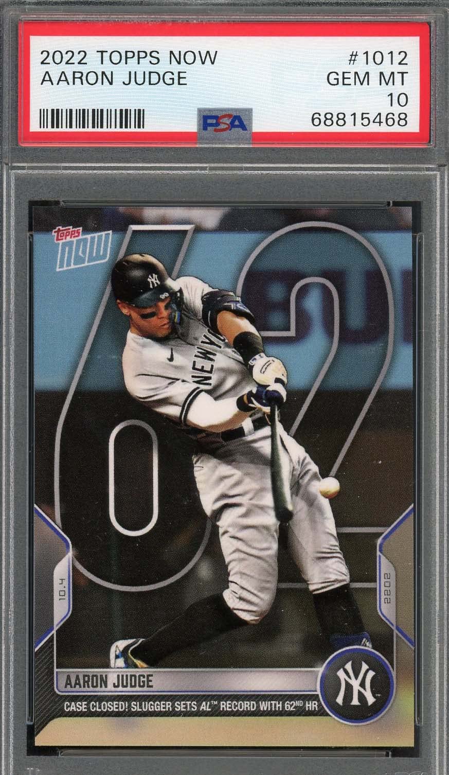 Amazon.com: Aaron Judge 2022 Topps Now #1012 PSA 10 Graded (Cert