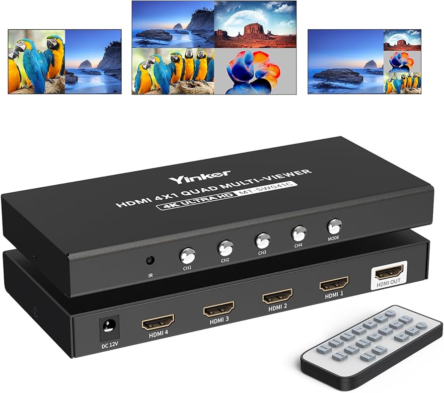 Amazon.com: 4K HDMI Multiviewer 4x1, Yinker 4K@30Hz Seamless HDMI