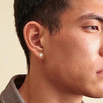 Amazon.co.jp: KRKC&CO モアッサナイト スタッドピアス メンズ 6本爪