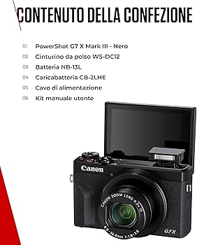 Canon PowerShot G7X Mark III (Nero) – Fotocamera Digitale Compatta