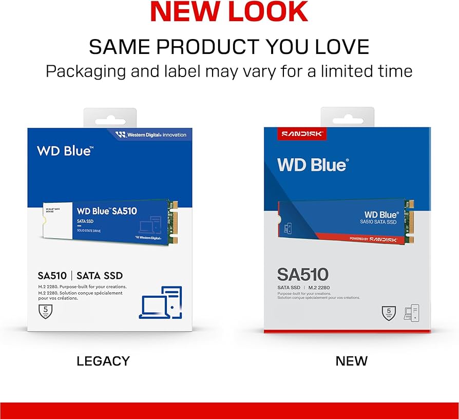 SSD 1TB Western Digital WD Blue SA510, SATA III, M.2 2280, Leitura