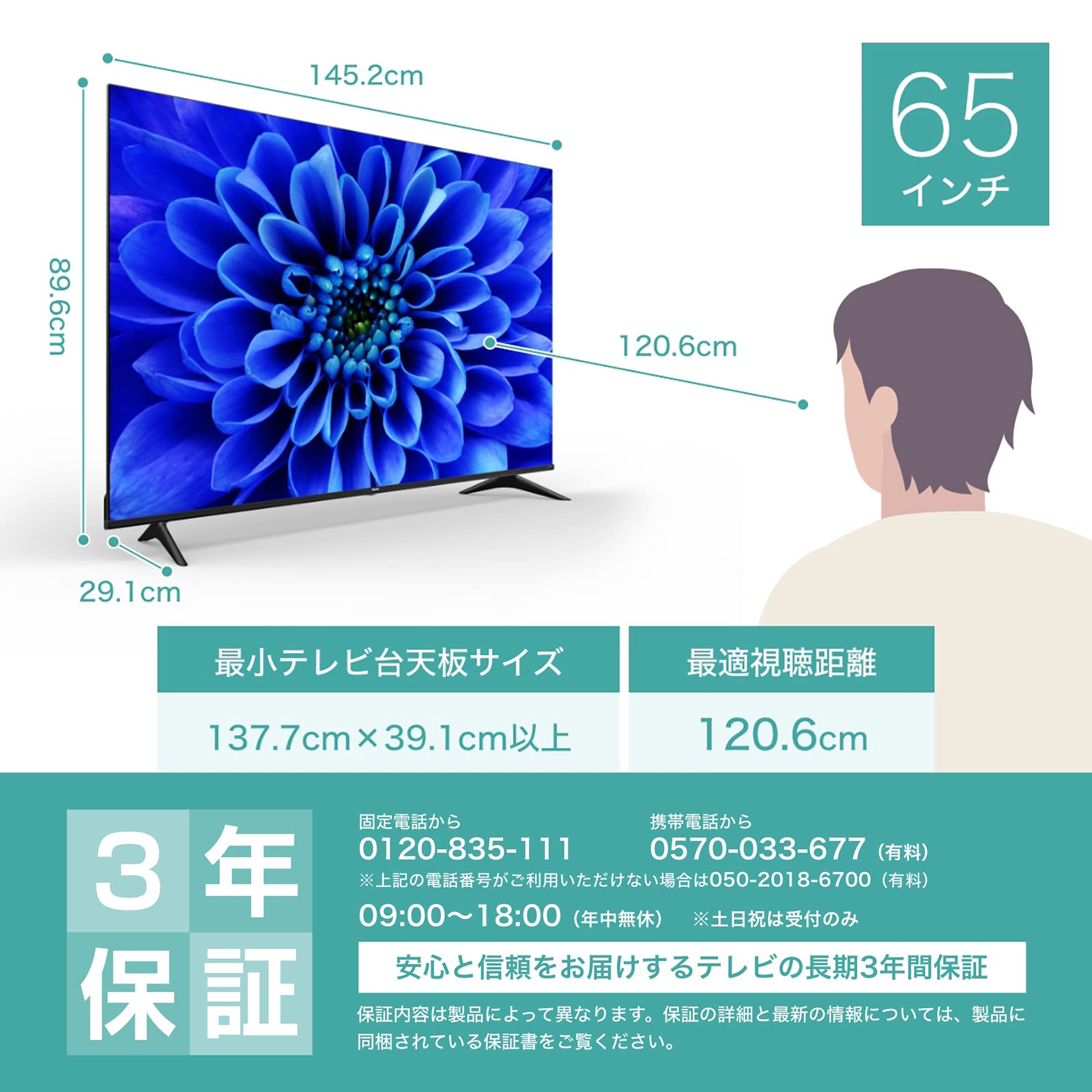 Amazon.co.jp: 【セット買い】ハイセンス 65V型 4Kチューナー内蔵 液晶