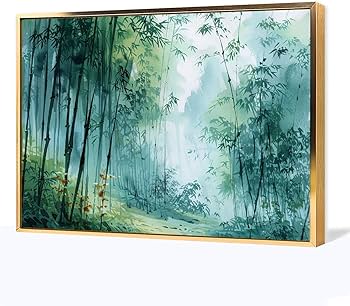 Amazon.co.jp: 絵画 静かな竹林インテリア 絵画 植物イラストアート
