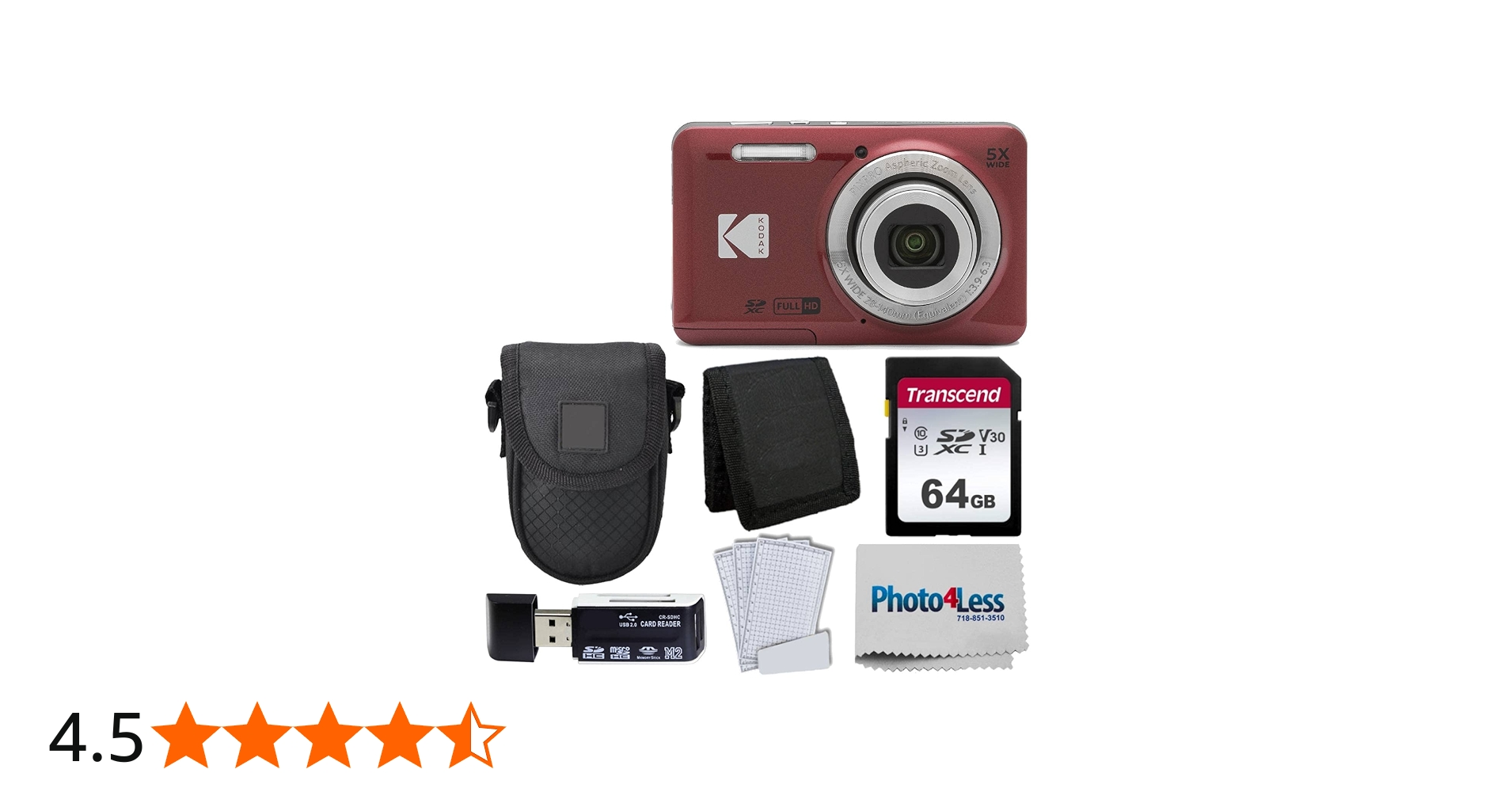 Amazon | Kodak PIXPRO FZ55 デジタルカメラ(レッド) + ブラック