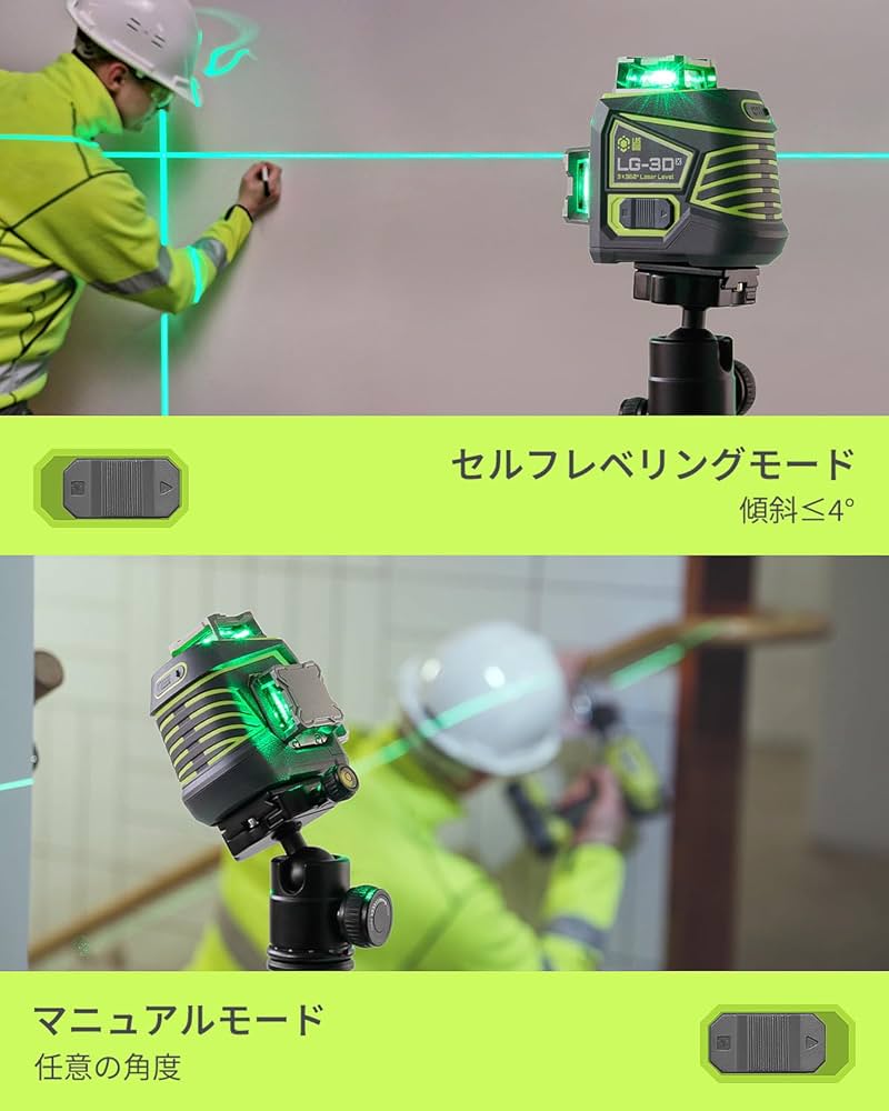 Amazon | LasGoo LG-3Dx グリーンレーザー墨出し器 3x360°、3D 墨出し