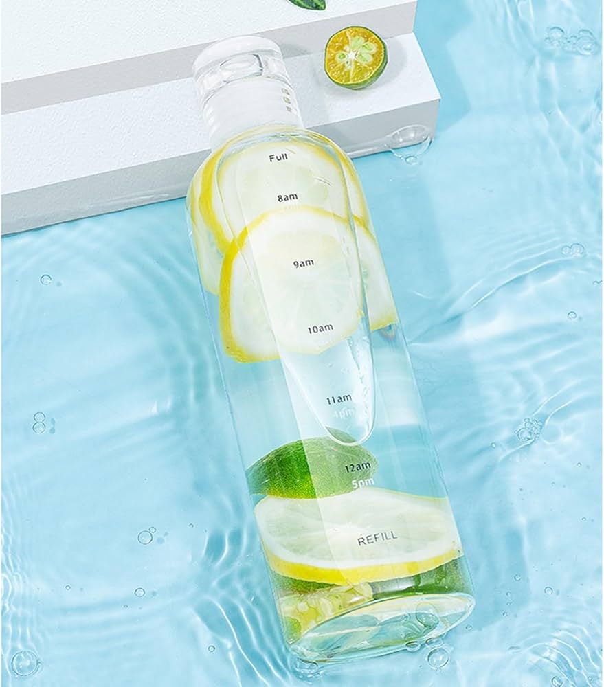 Amazon｜水筒 タイムマーカー付きウォーターボトル ガラス 広口直飲み