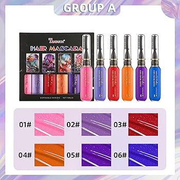 Amazon.co.jp: 染毛剤 一日だけの髪染め 6色セット 髪染め 染髪剤 ヘア