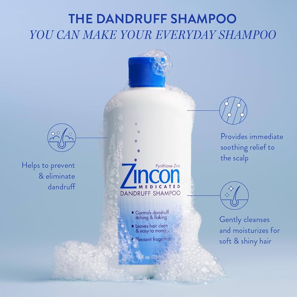 Amazon.com : Zincon Medicated Dandruff Shampoo, 8 Fluid Ounce