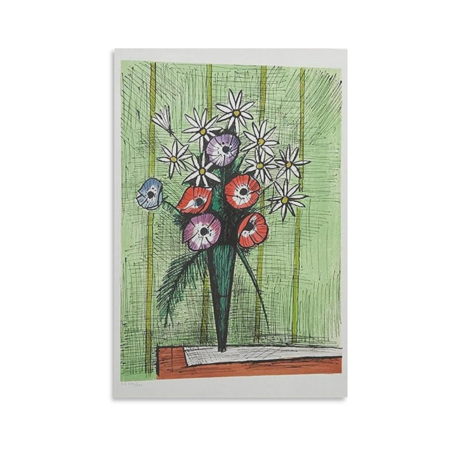 Amazon.co.jp: ベルナールビュッフェポスター《アネモネの花束