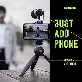 Kit de Vídeo Shure MV88+ com Microfone Digital, Tripé Manfrotto e