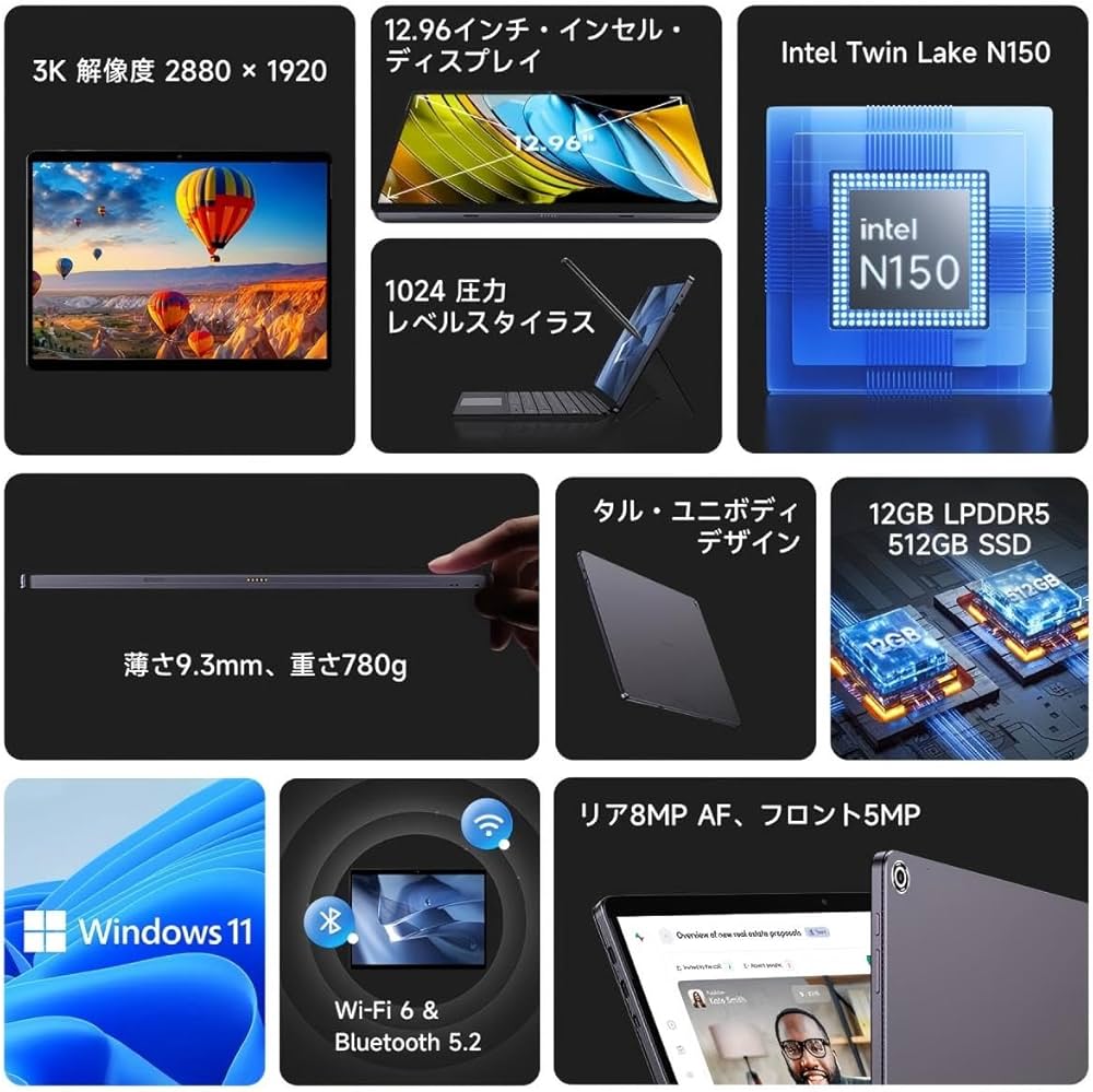 Amazon.co.jp: CHUWI 2in1タブレット N150 4コア Hi10 Max 13インチ