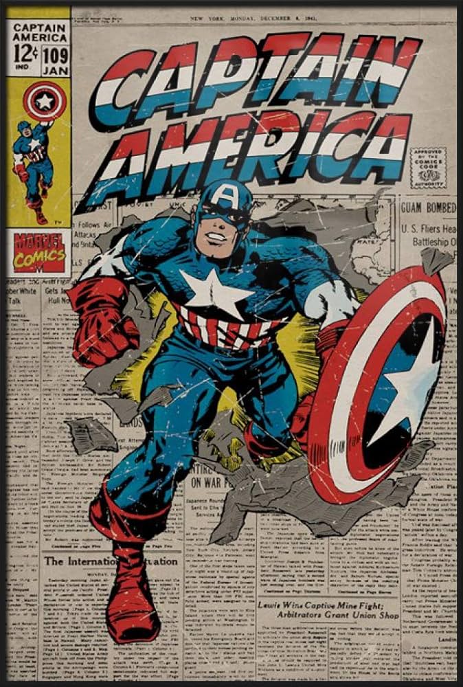 Amazon | キャプテンアメリカ – Marvel Comicポスター/印刷(レトロ