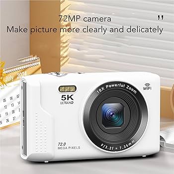 Amazon | 5Kデジタルカメラ、72MP UHD Wi-Fi Vlogカメラ、16倍ズーム