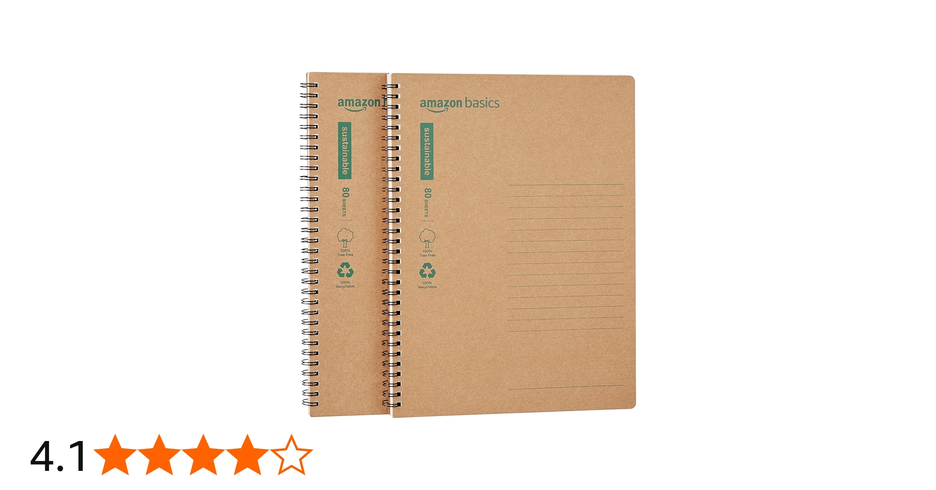 amazon basics Eco-Friendly Notebook, A4, Pack of 2, 80 Sheets Each