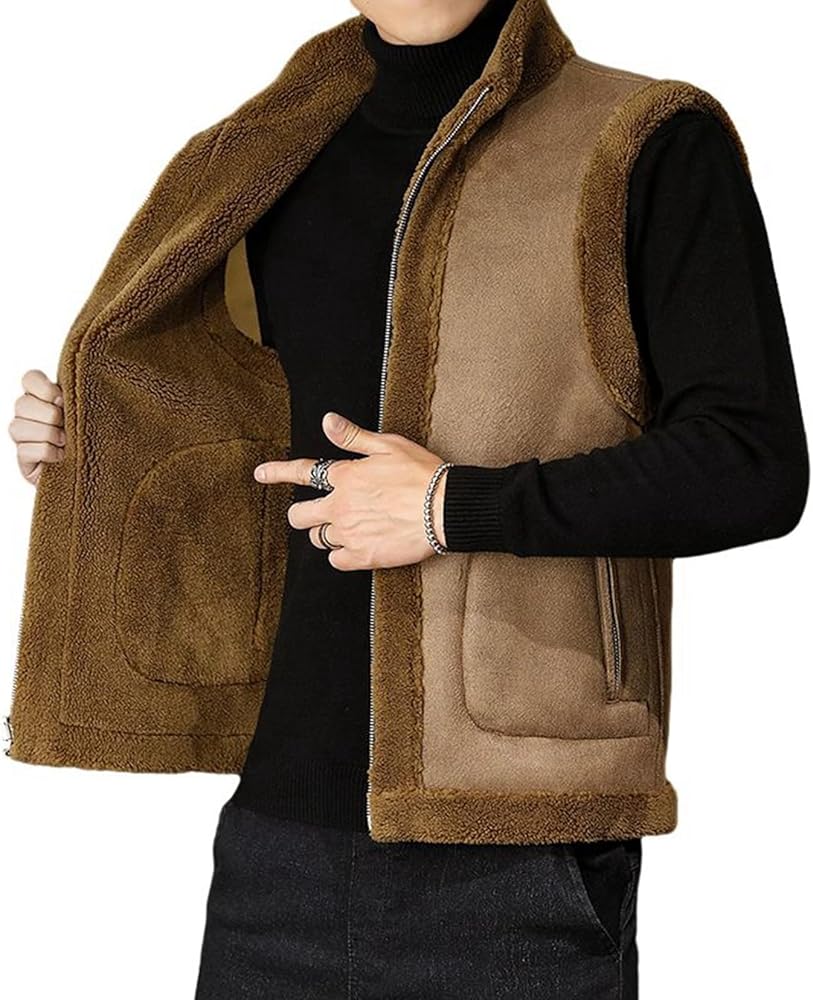 Amazon | [GUREITOJP] ボアベスト メンズ ムートンベスト スエード B3