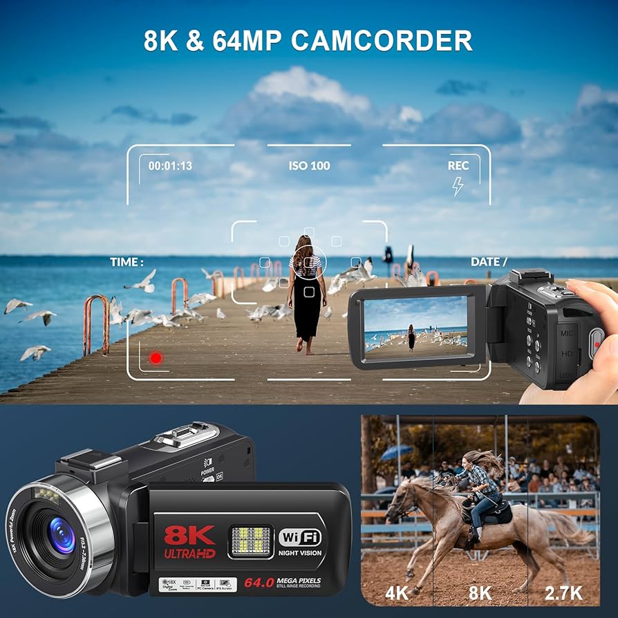 Amazon.com : 8K 64MP Video Camera Camcorder with IR Night Vision