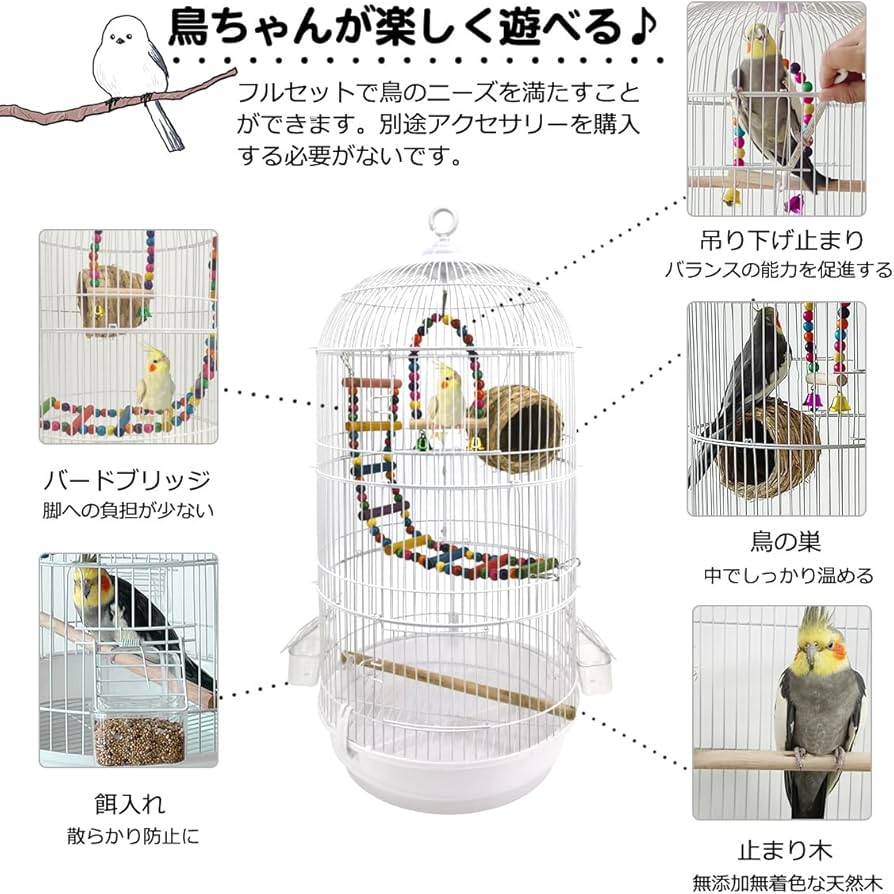Amazon | RAKU バードケージ 鳥カゴ 鳥小屋 複数飼い 止まり木