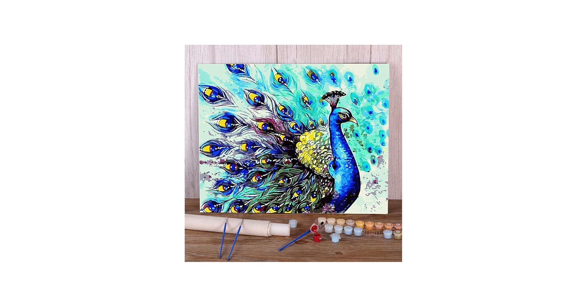 Amazon.co.jp: 数字で描く数字で描く動物孔雀油絵キャンバス絵画子供の