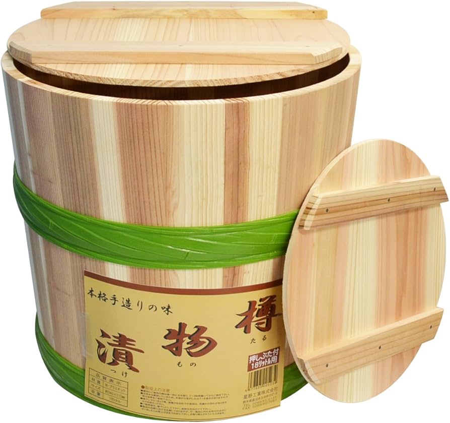 Amazon｜木製 漬物樽 18L プラたが｜漬物器・漬物保存容器 オンライン通販