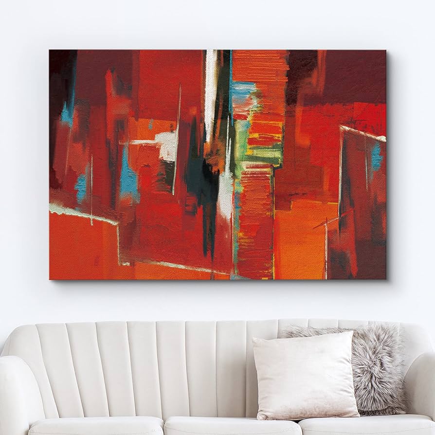 Amazon.co.jp: wall26 キャンバスウォールアート レッド オレンジ