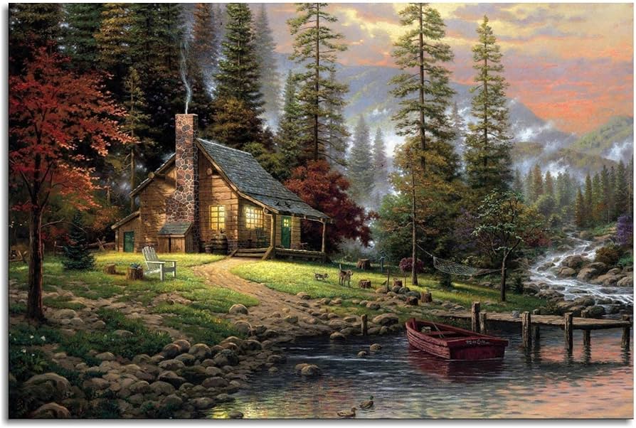 Amazon.com: Cjppasd Lone Hunters Cabin In The Woods (Picture