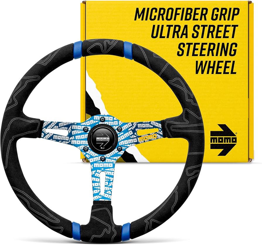 momo ステアリング 3スポーク 青/黒/黄 momo ステアリング 3スポーク