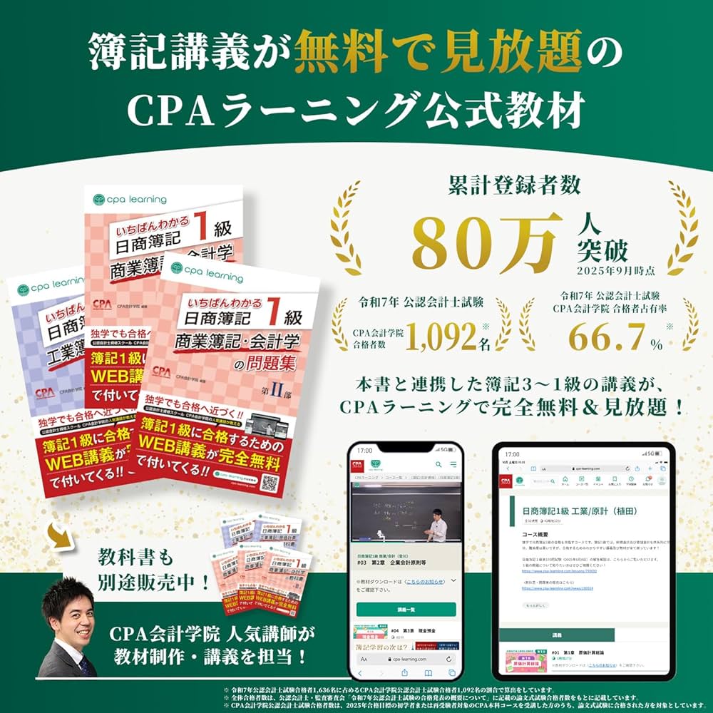 いちばんわかる日商簿記1級 工業簿記・原価計算の問題集 | CPA会計学院