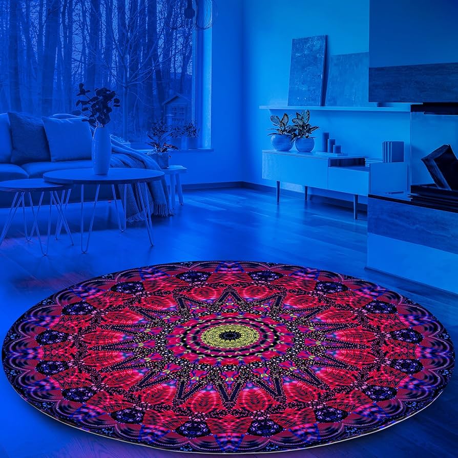 Amazon.com: SEBKQ Round Mandala Area Rug Black Light,Large UV